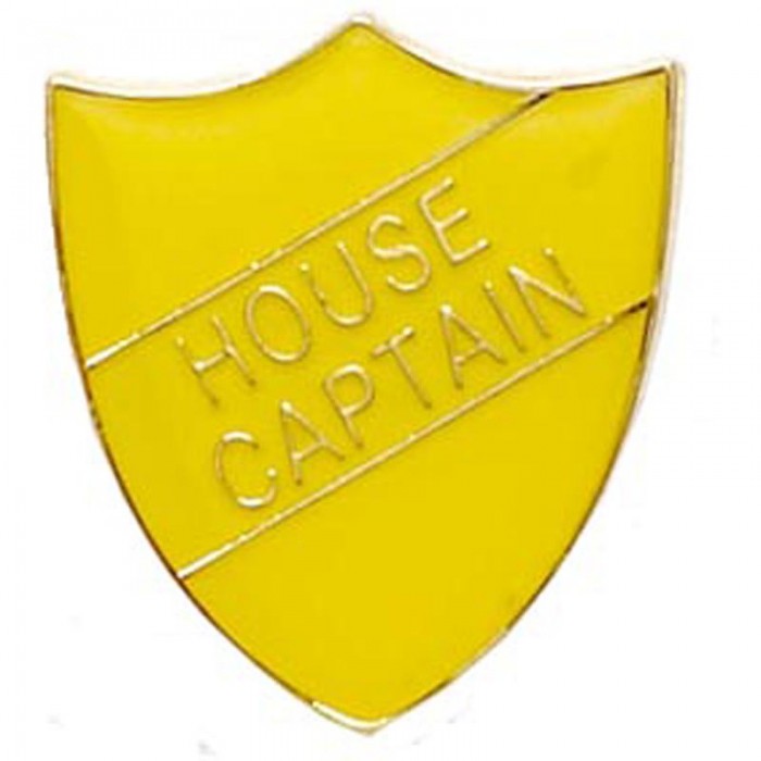 HOUSE CAPTAIN SHIELD BADGE - 4 COLOURS - 22MM X 25MM